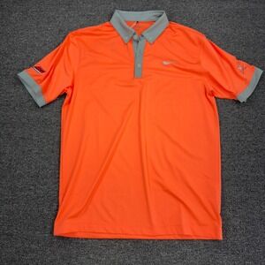 Nike Golf Dri-FIT Polo Shirt Orange Gray ACC UVA Men's Medium NWT